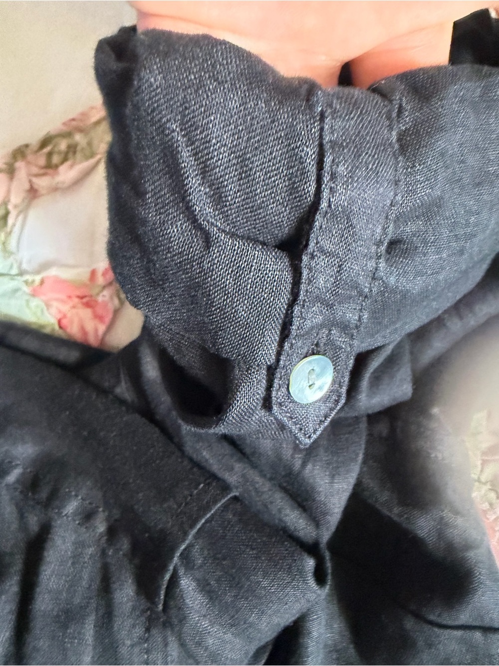 Sigrid Olsen 100% linen black Button-Down Linen Shirt - Picture 9 of 9